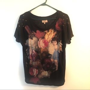 Zara Vintage Cherub Flowers Top